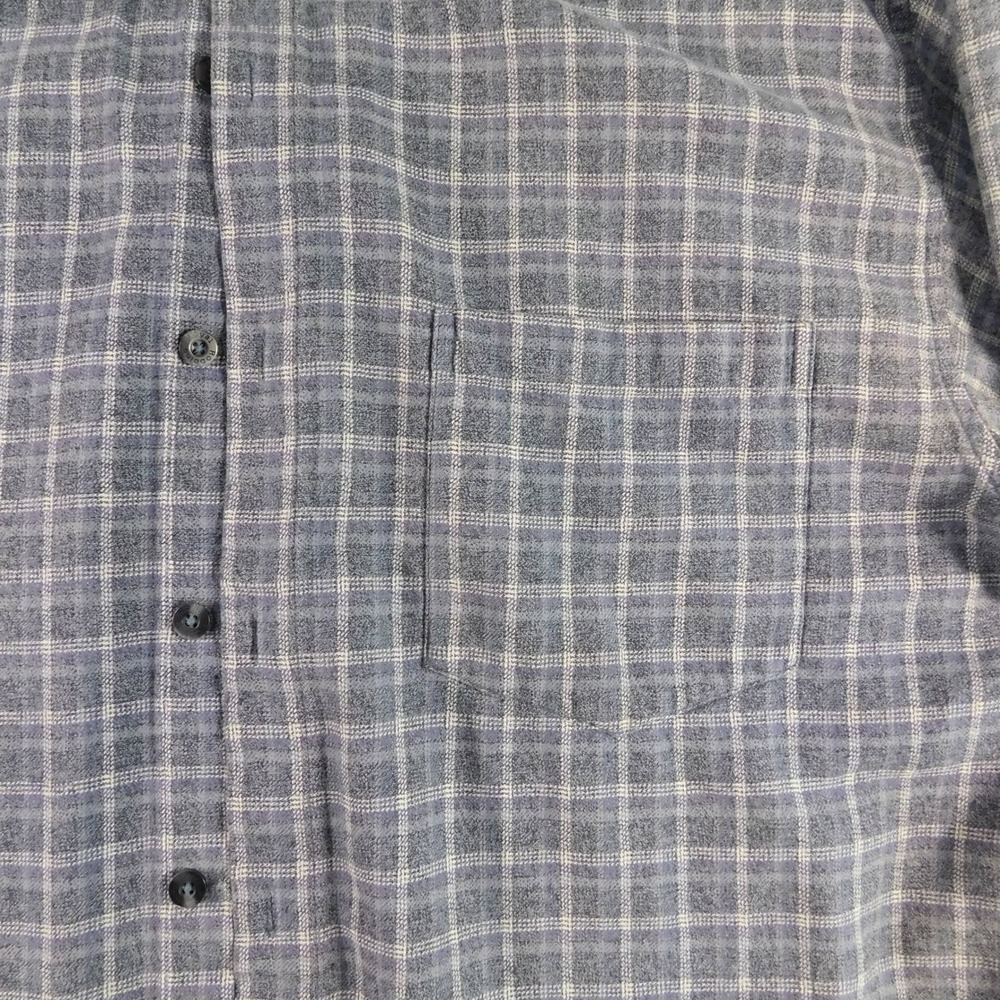 Royal Robbins Plaid‎ Flannel Button Up Shirt Men XL Gray Blue Outdoor - Picture 6 of 10